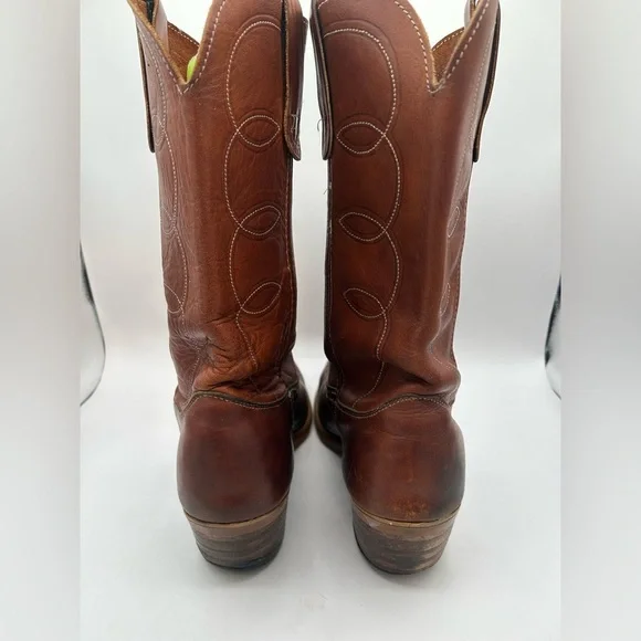 Vintage Landis Mens Buffalo Brown Leather Cowboy Western Boots 9 D 94046 USA - Picture 7 of 10